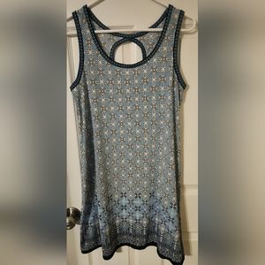 Max Studio Women's Sleeveless Geometric Pattern Dress Blue and White Size Small